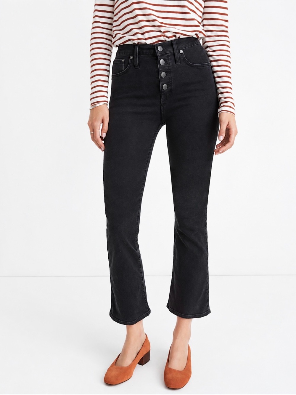 Madewell Black High-Rise Cropped Button-Fly Jeans Size 26